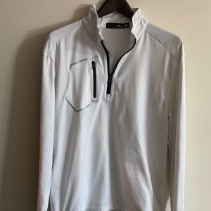 Ralph Lauren RLX White Quarter-Zip Pullover with Navy Trim